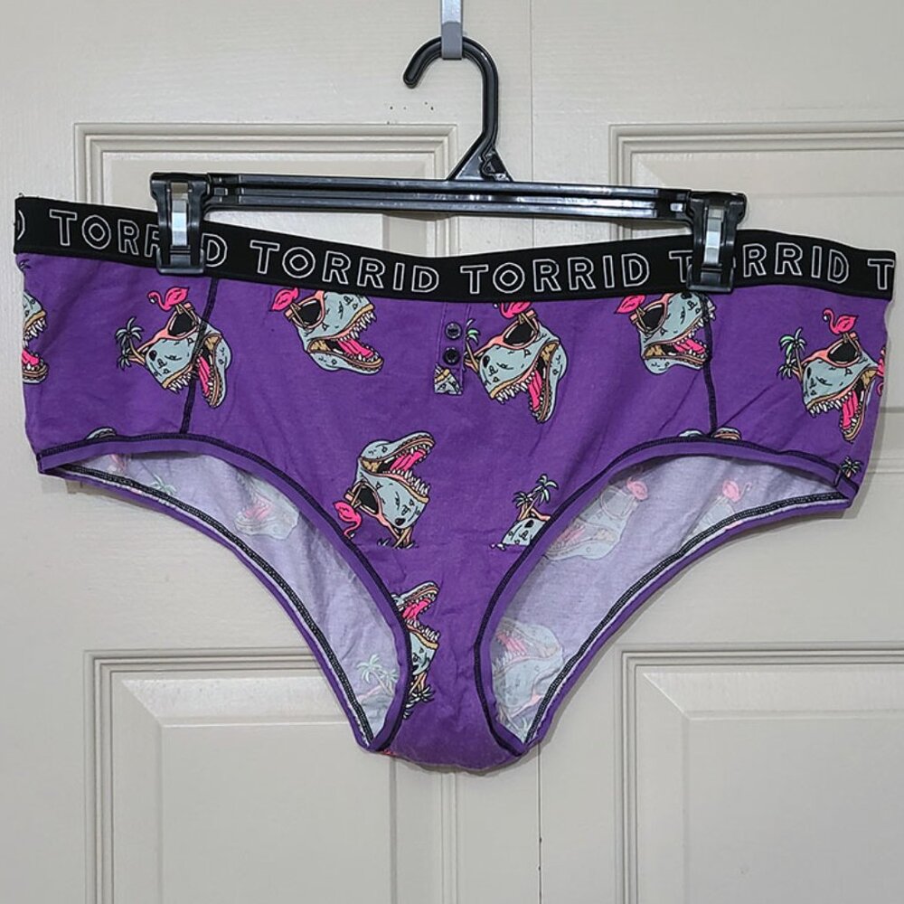 🆕️ Torrid T-Rex Dinosaur Flamingo Purple Cotton Cheeky Logo Panty